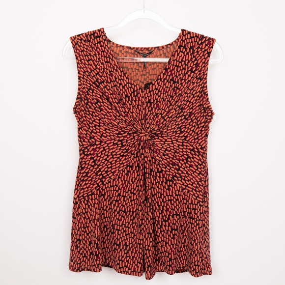 Daisy Fuentes Knot Top Sleeveless Blouse Abstract Print Casual Top M‎ - Picture 1 of 10